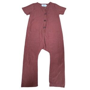 Knotted Fern Rust Striped Short‎ Sleeve Jumpsuit Romper Kids Size 4T